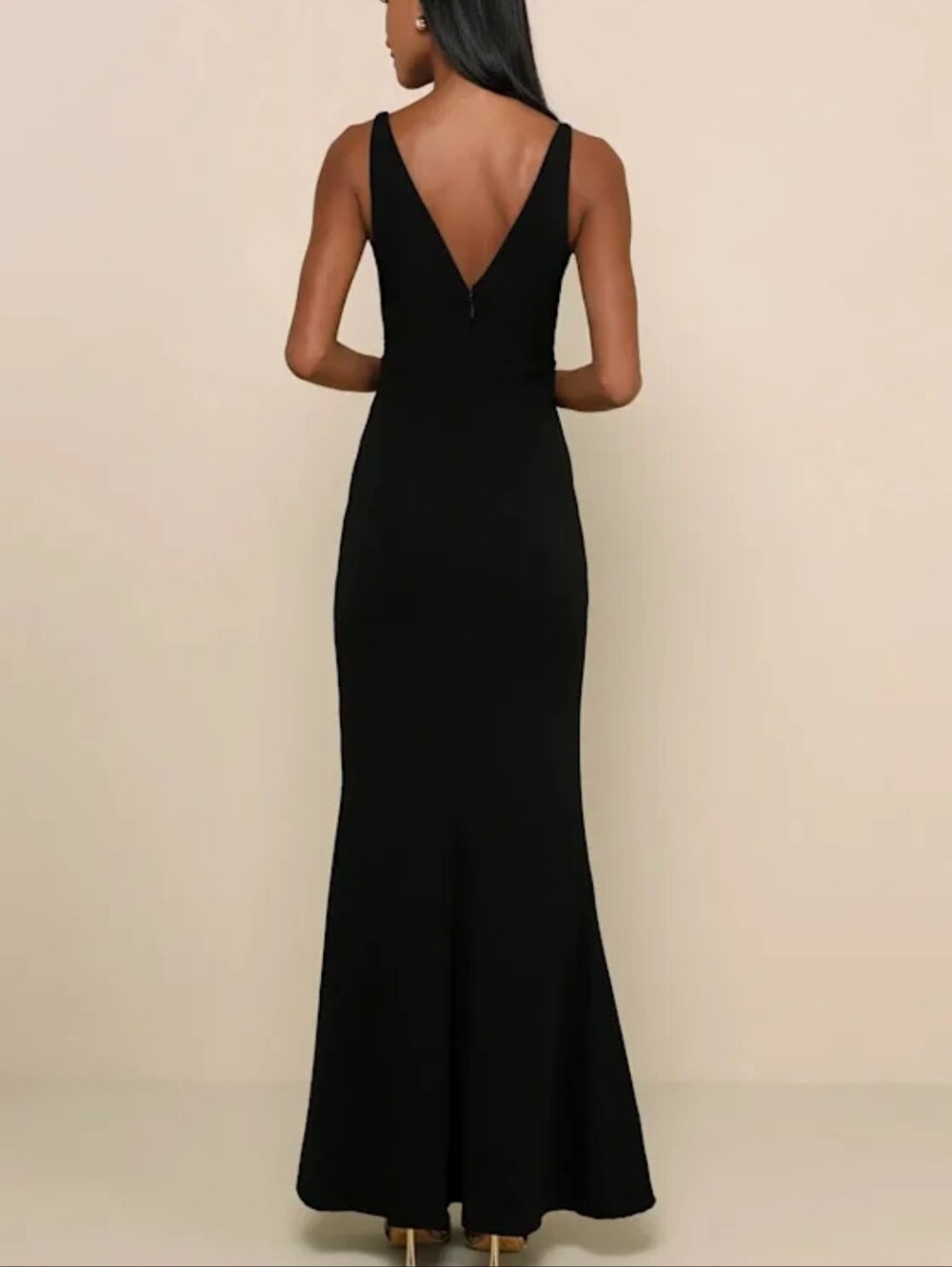LULUS Melora Black Sleeveless V-Neck Maxi Evening Dress Gown Small - Picture 2 of 9